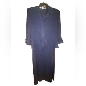 Women’s 2 piece navy evening shift dress with jacket size 16 nwts
